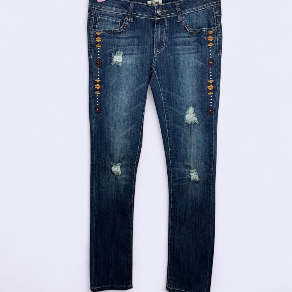 Mudd Blue Straight Leg Jeans with Beaded Accents